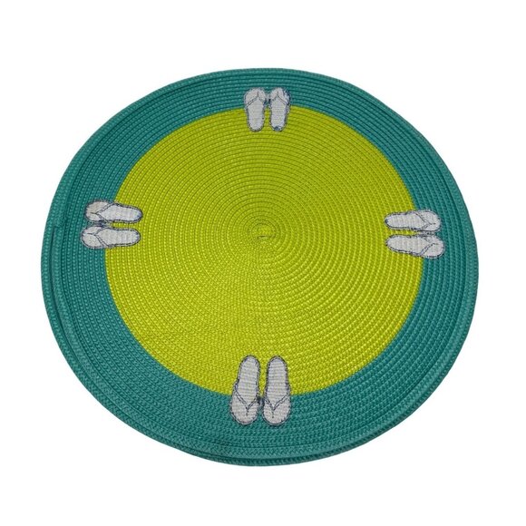 Woven Flip Flop Design Braided 15 Inch Classic Round Set of 4 Placemats - Picture 4 of 4